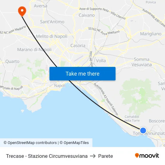 Trecase - Stazione Circumvesuviana to Parete map