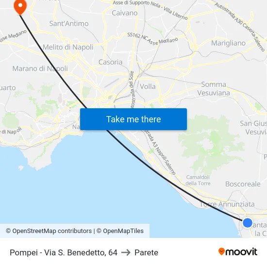 Pompeii - Via San Benedetto, 64 to Parete map