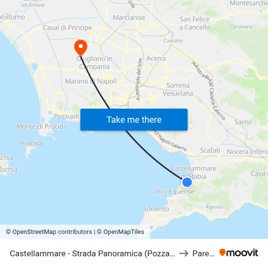 Castellammare - Panoramic Road (Pozzano) to Parete map