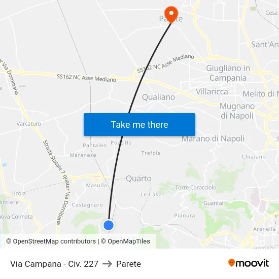 Via Campana - Civ. 227 to Parete map