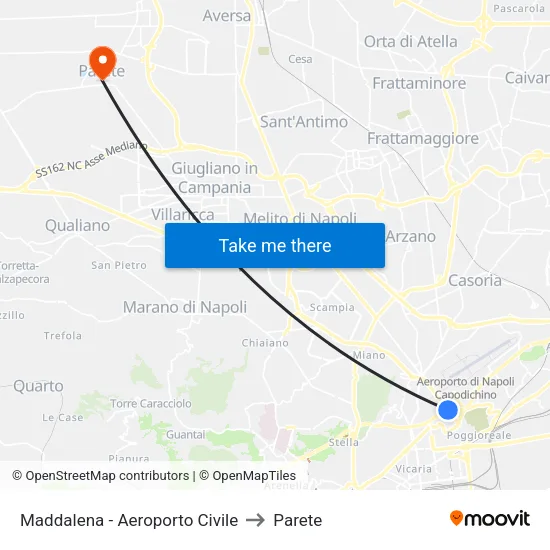 Maddalena - Aeroporto Civile to Parete map