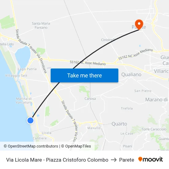 Licola Mare Street - Christopher Columbus Square to Parete map