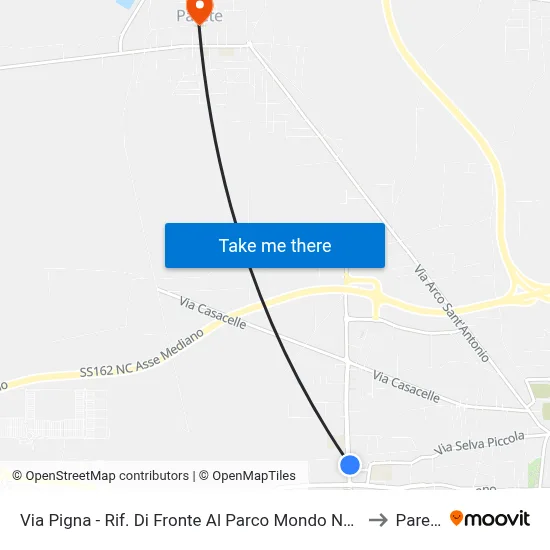 Pigna Street - Opposite Mondo Nuovo Park to Parete map