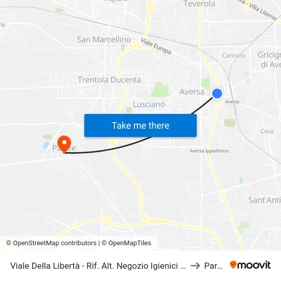 Viale Della Libertà - Rif. Alt. Negozio Igienici Esagono to Parete map