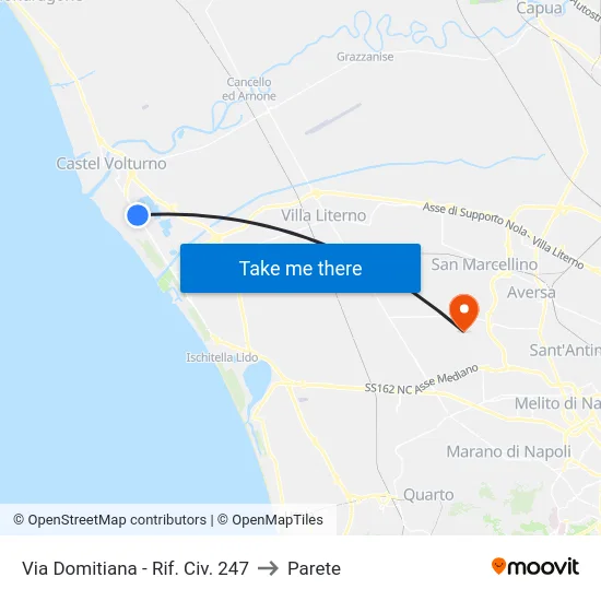 Via Domitiana - Rif. Civ. 247 to Parete map