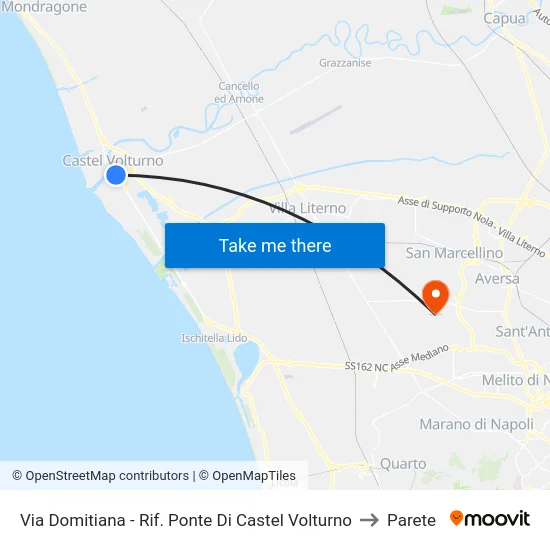 Domitiana Road - Castel Volturno Bridge to Parete map