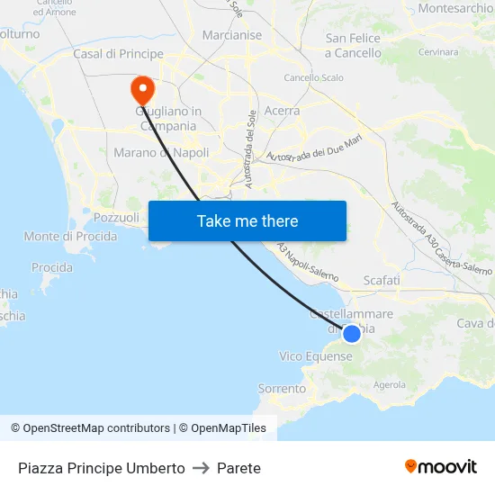 Prince Umberto Square to Parete map