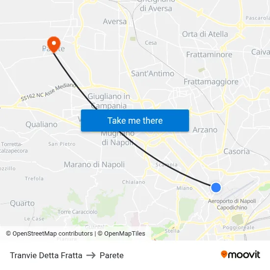 Tranvie Detta Fratta to Parete map