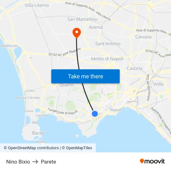 Nino Bixio to Parete map