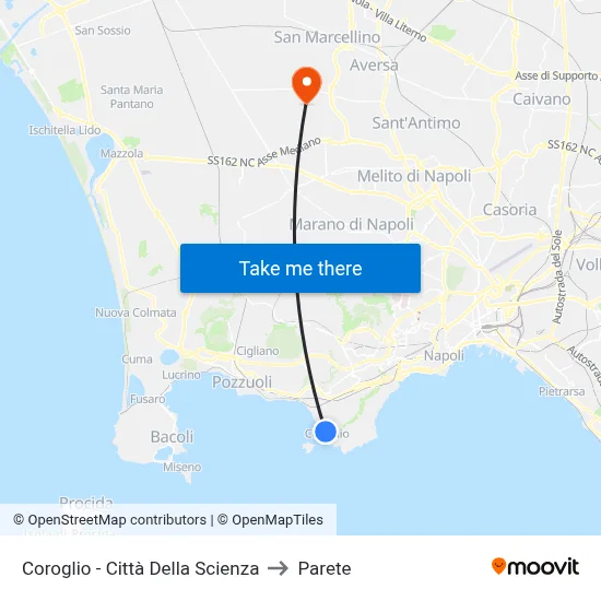 Coroglio - Science City to Parete map