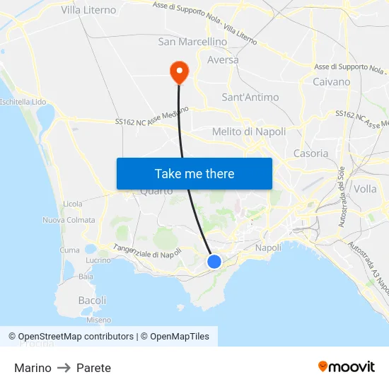 Marino to Parete map