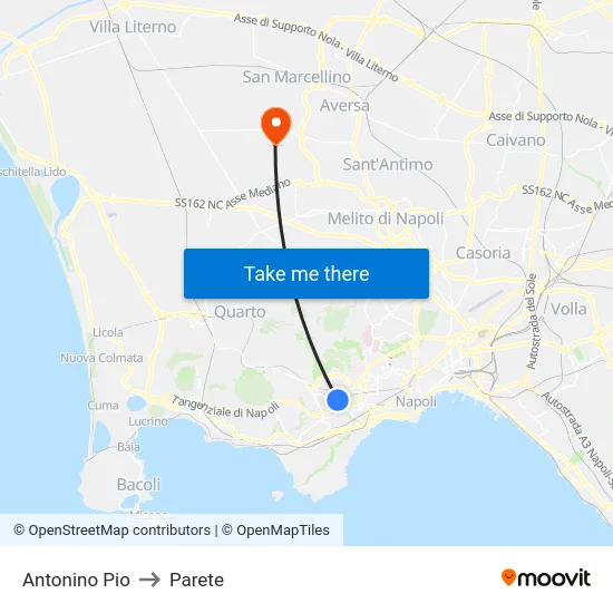 Antonino Pio to Parete map