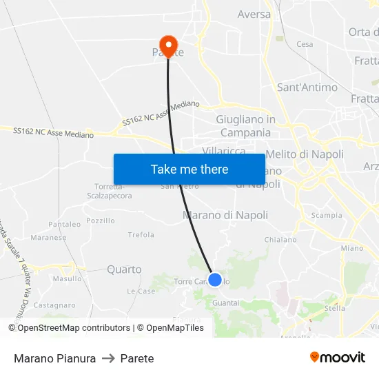 Marano Pianura to Parete map