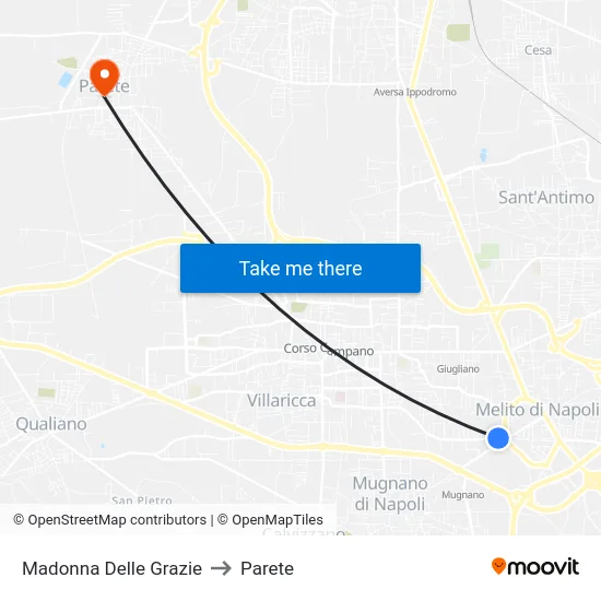 Madonna Delle Grazie to Parete map