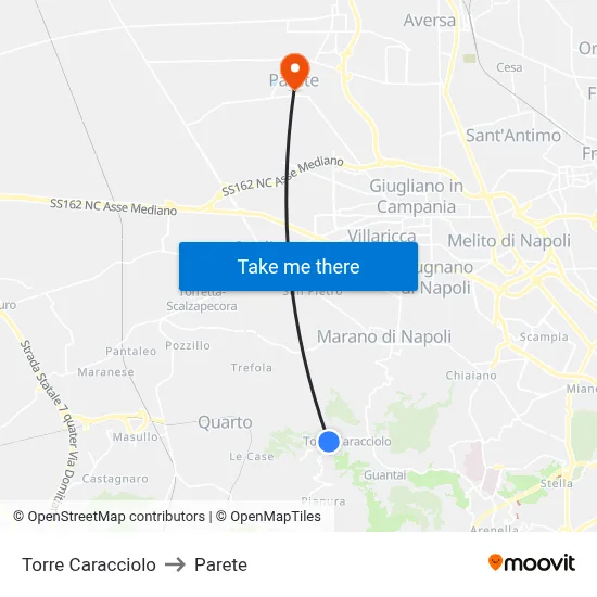 Caracciolo Tower to Parete map