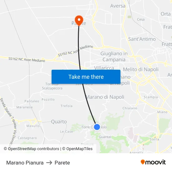 Marano Pianura to Parete map