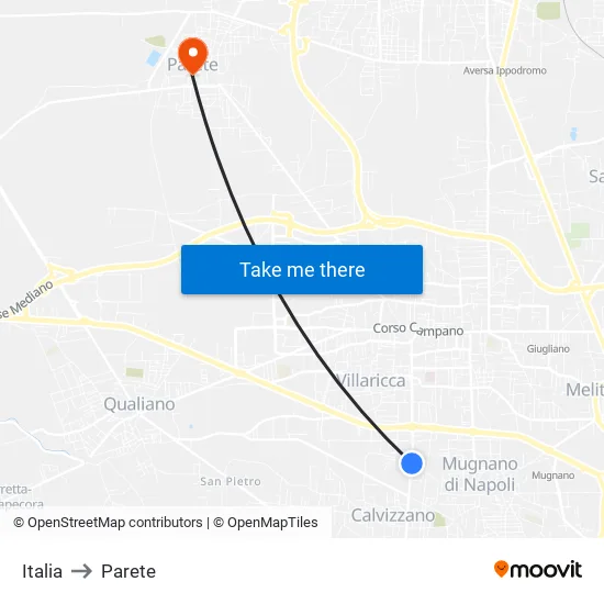 Italia to Parete map