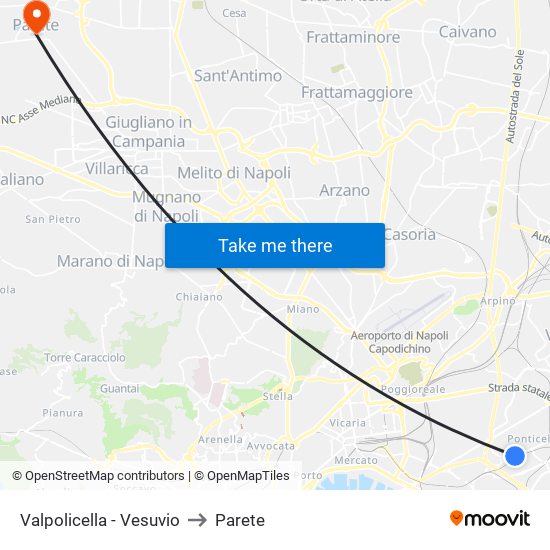 Valpolicella - Vesuvio to Parete map