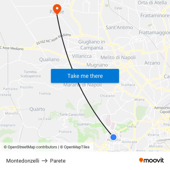 Montedonzelli to Parete map
