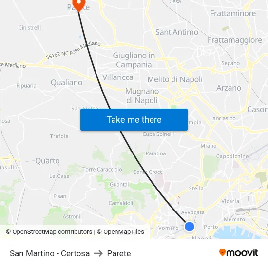 San Martino - Monastery to Parete map