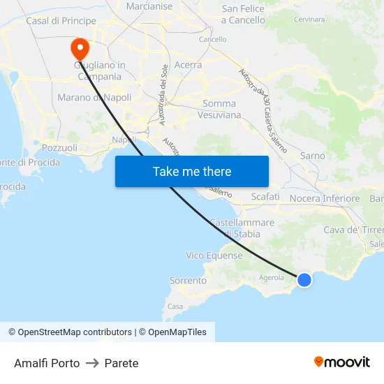 Amalfi Porto to Parete map