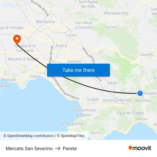 Mercato San Severino to Parete map