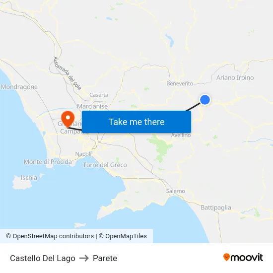 Castello Del Lago to Parete map