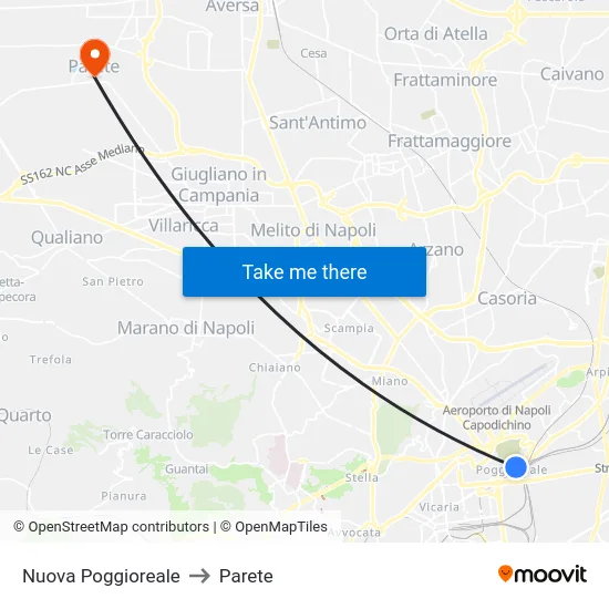 Nuova Poggioreale to Parete map