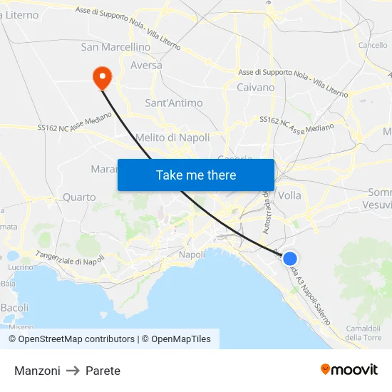 Manzoni to Parete map