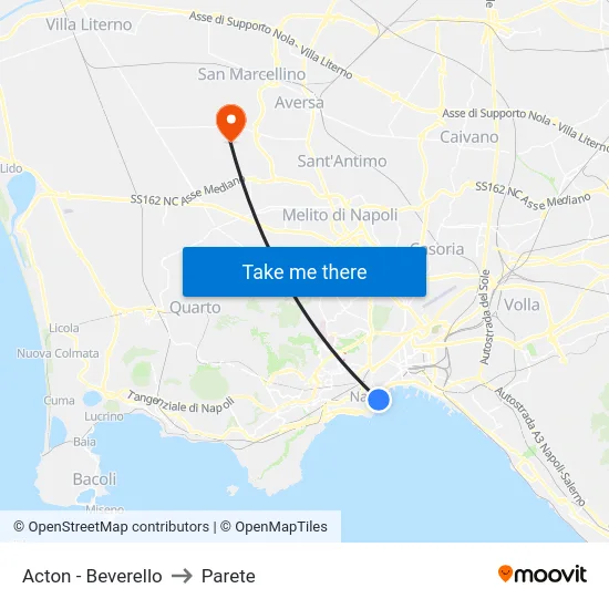 Acton - Beverello to Parete map