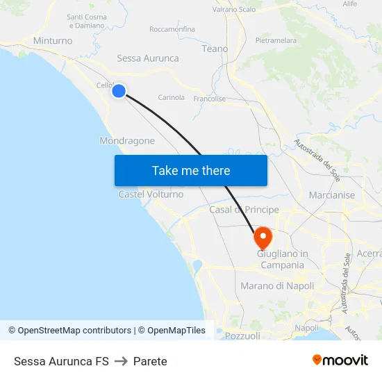 Sessa Aurunca FS to Parete map