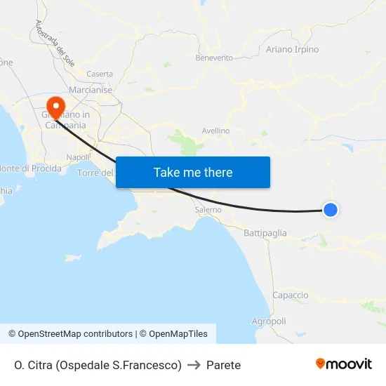O. Citra (Ospedale S.Francesco) to Parete map