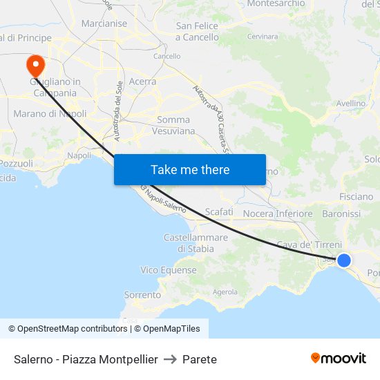 Salerno - Piazza Montpellier to Parete map