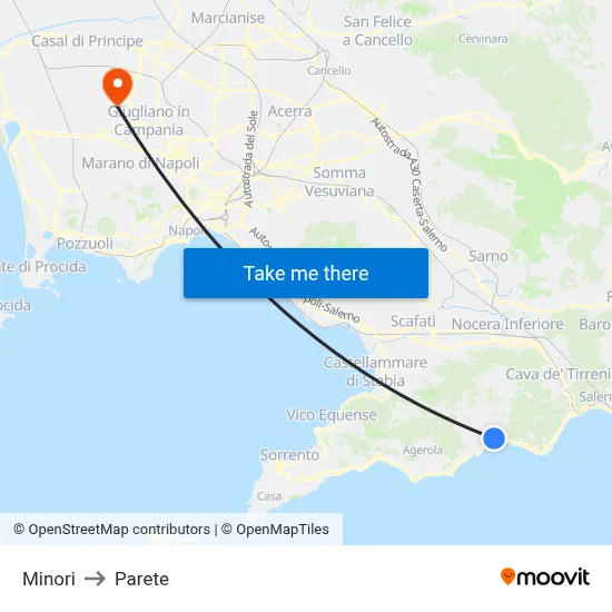 Minori to Parete map