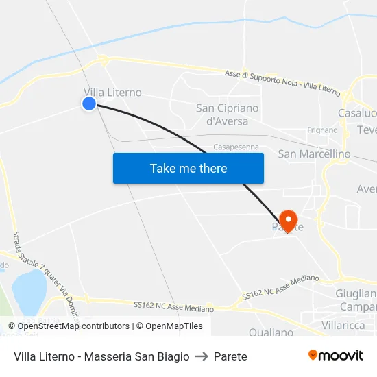 Villa Literno - Masseria San Biagio to Parete map