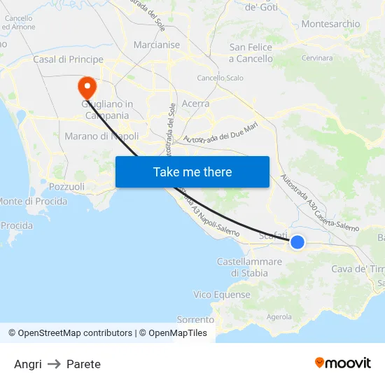 Angri to Parete map