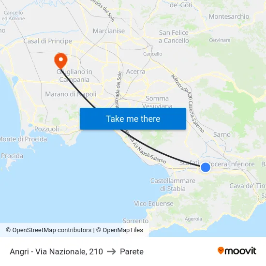 Angri - Via Nazionale, 210 to Parete map