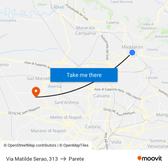 Via Matilde Serao, 313 to Parete map