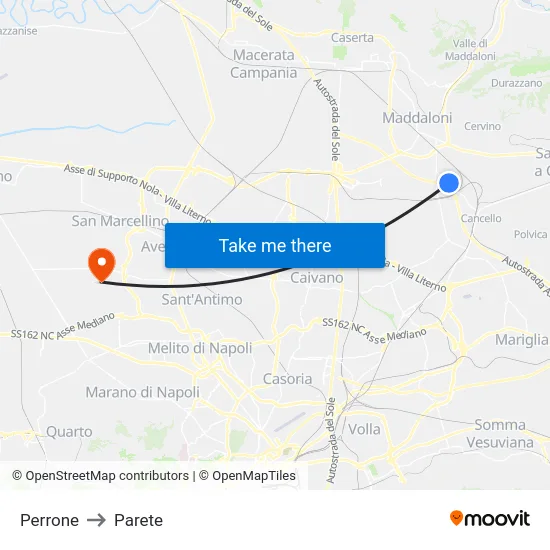 Perrone to Parete map