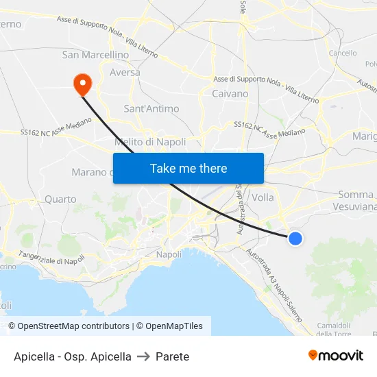 Apicella - Osp. Apicella to Parete map