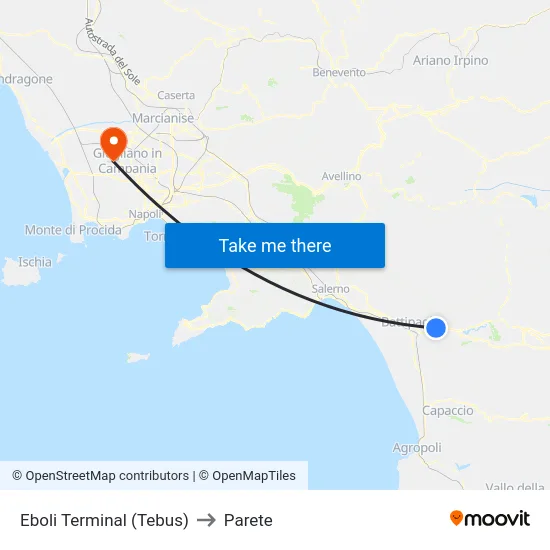 Eboli Terminal (Tebus) to Parete map