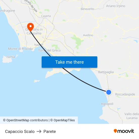 Capaccio Station to Parete map