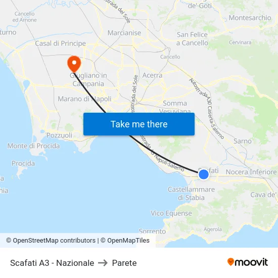Scafati A3 - Nazionale to Parete map