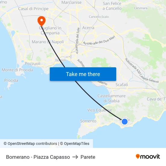 Bomerano - Capasso Square to Parete map