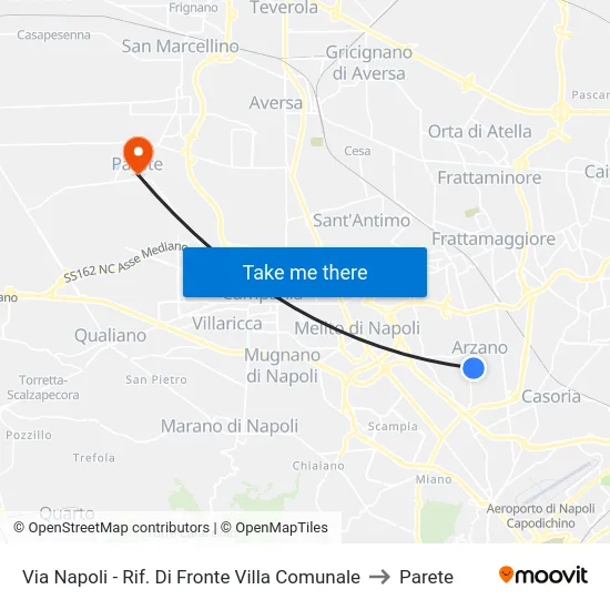 Via Napoli - Opposite Public Park to Parete map