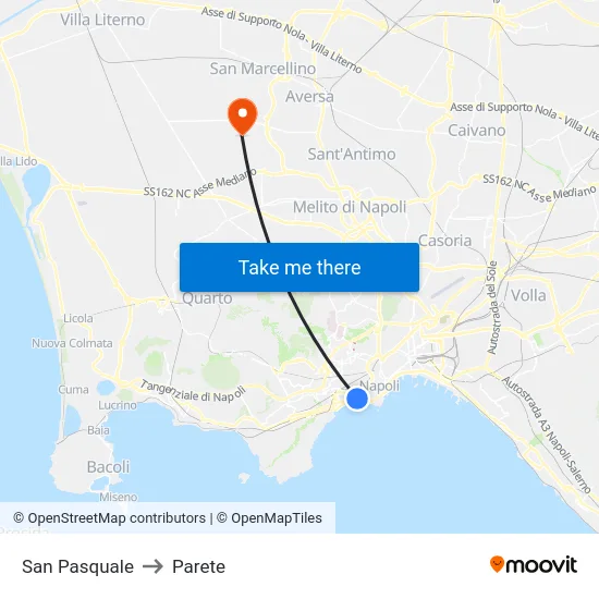 San Pasquale to Parete map