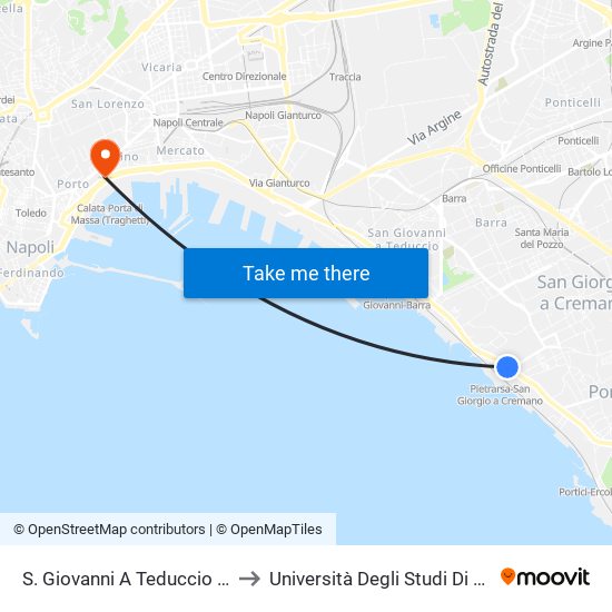 S. Giovanni A Teduccio - Museo Pietrarsa to Università Degli Studi Di Napoli ""L'Orientale"" map
