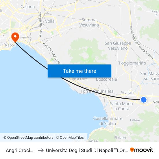 Angri Crocifisso to Università Degli Studi Di Napoli ""L'Orientale"" map