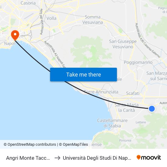 Angri Monte Taccaro (Liceo) to Università Degli Studi Di Napoli ""L'Orientale"" map