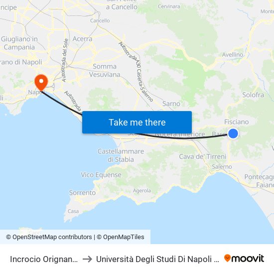 Incrocio Orignano-Penta to Università Degli Studi Di Napoli ""L'Orientale"" map